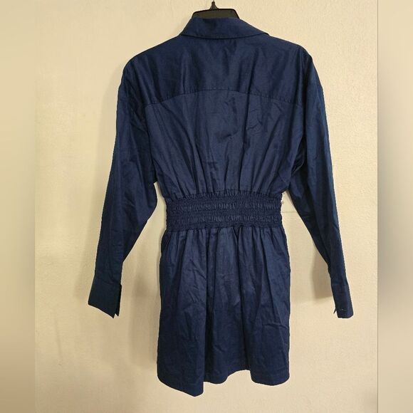 Intermix Fleur Tie-waist Shirt Mini Dress In Blue Size 6 - Picture 12 of 13